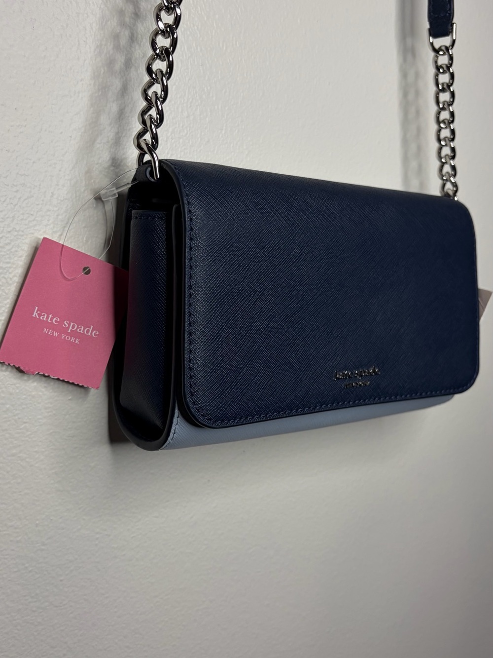 kate spade Navy and Light Blue Saffiano Crossbody Wallet